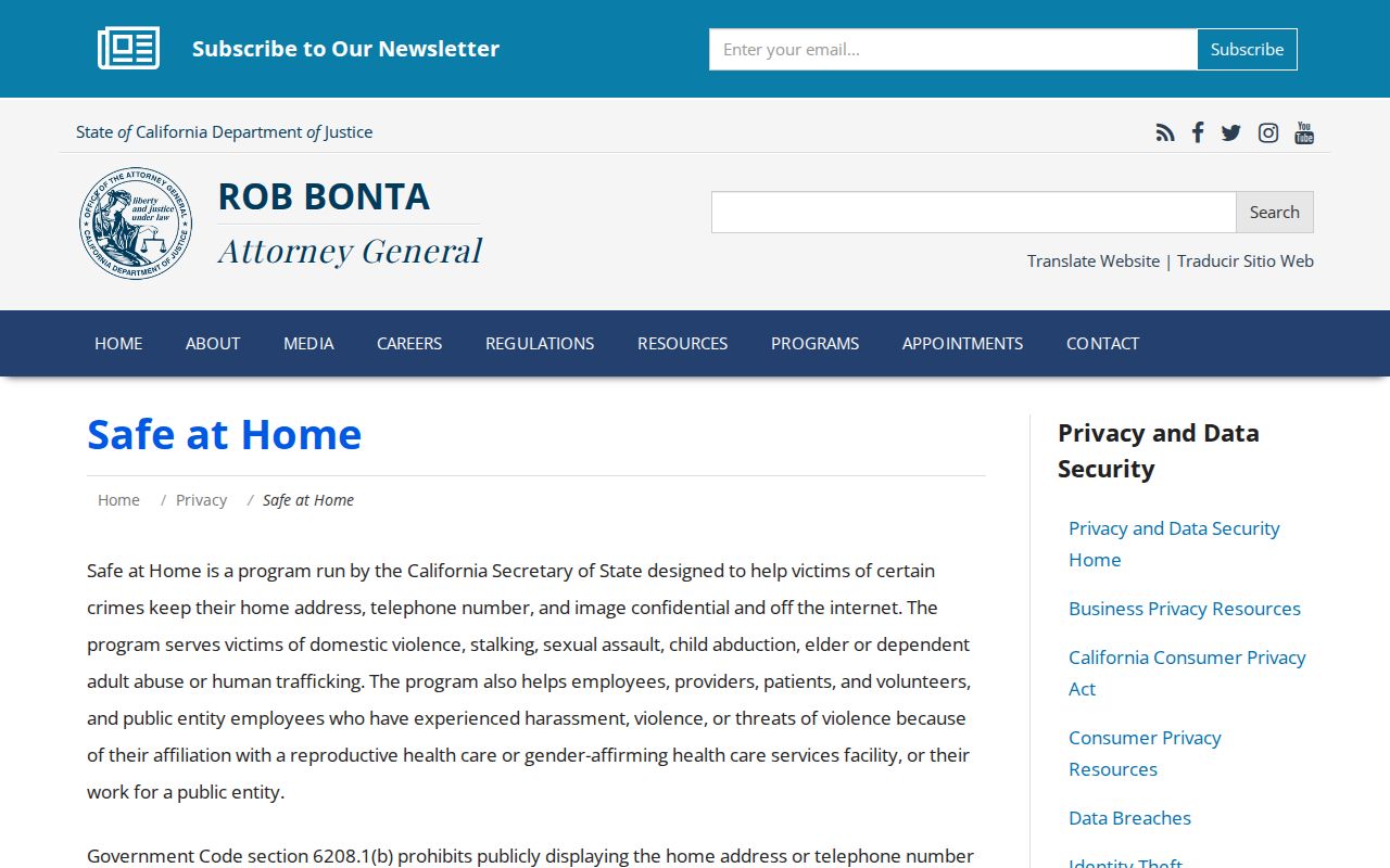 Huntington Park residents directory Safe at Home privacy information