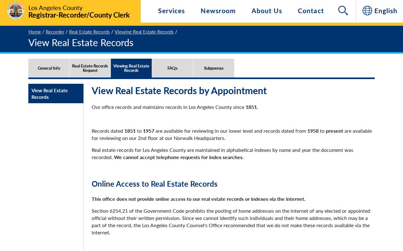 Huntington Park street directory recorded real estate records access