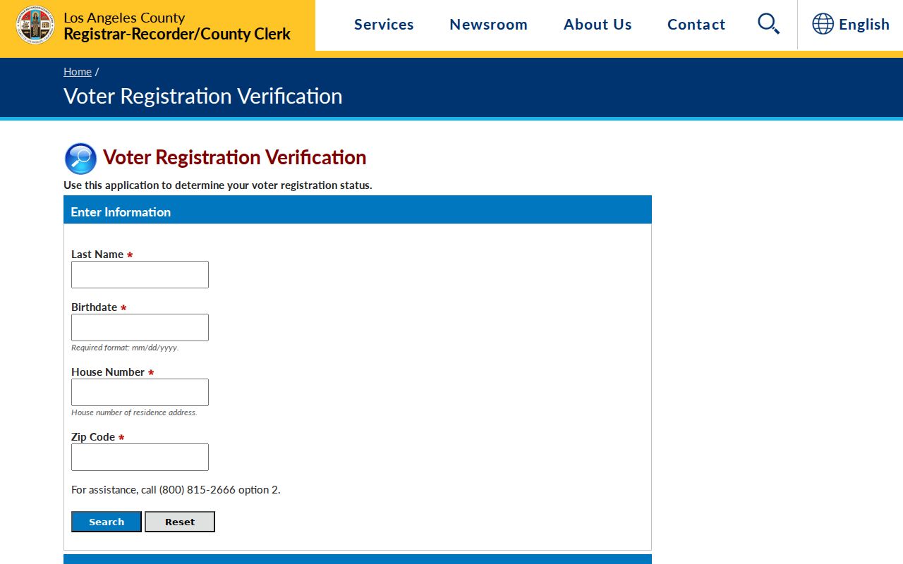 Huntington Park ZIP code directory voter status verification fields